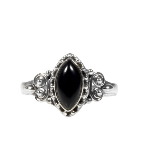 Zilveren ring onyx maat 17 | markies spiralen Zilveren ring onyx maat 17 | markies spiralen