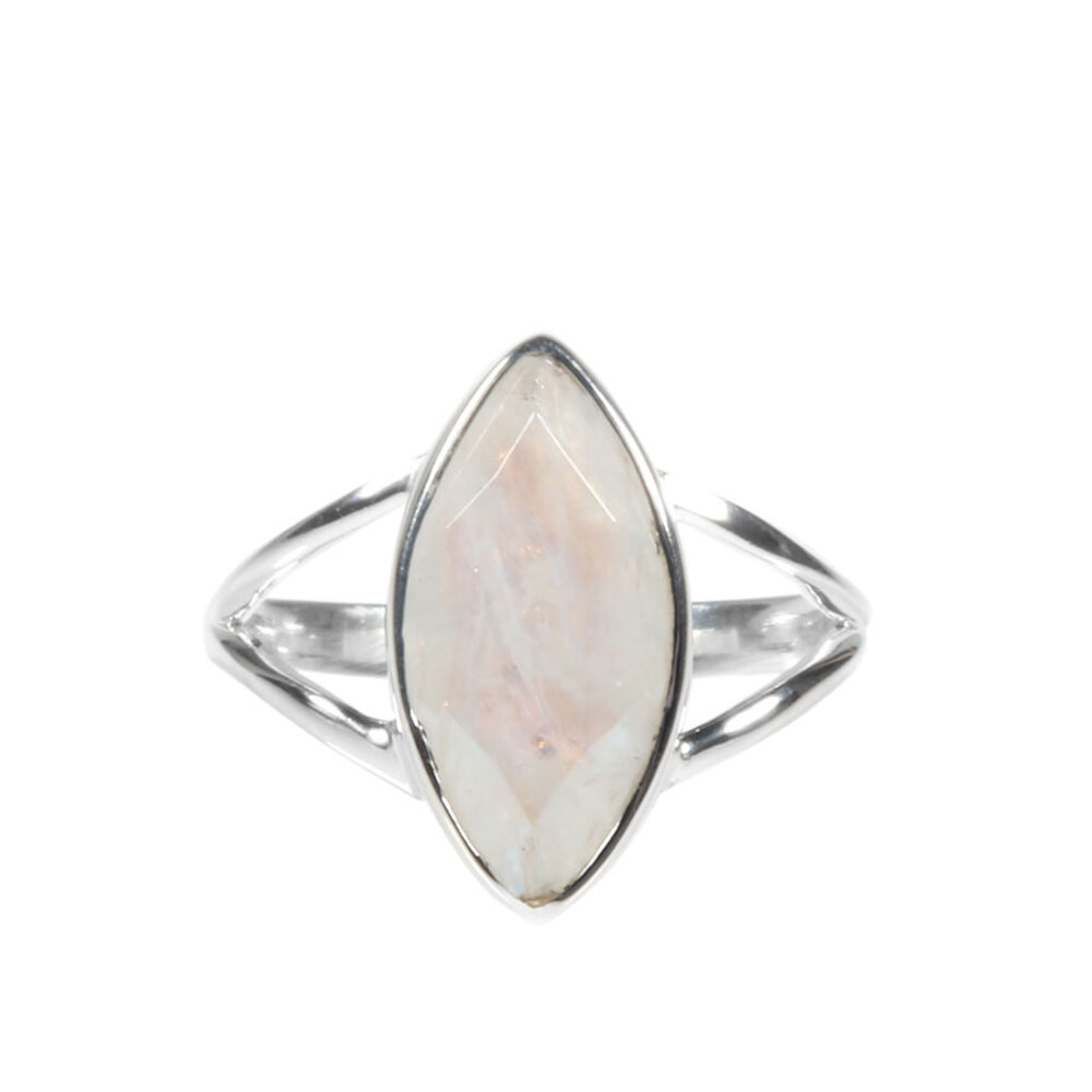 Zilveren ring maansteen (regenboog) maat 18 1/2 | markies facet 1,6 x 0,8 cm Zilveren ring maansteen (regenboog) maat 18 1/2 | markies facet 1,6 x 0,8 cm