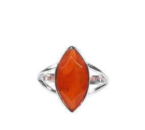 Zilveren ring carneool maat 18 1/2 | markies facet 1,6 x 0,8 cm Zilveren ring carneool maat 18 1/2 | markies facet 1,6 x 0,8 cm