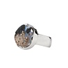 Zilveren ring versteend palm hout maat 18 | rond 1,5 cm Zilveren ring versteend palm hout maat 18 | rond 1,5 cm