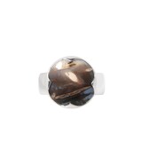 Zilveren ring versteend palm hout maat 18 | rond 1,6 cm Zilveren ring versteend palm hout maat 18 | rond 1,6 cm