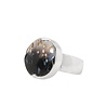 Zilveren ring versteend palm hout maat 17 | rond 1,5 cm (2) Zilveren ring versteend palm hout maat 17 | rond 1,5 cm (2)