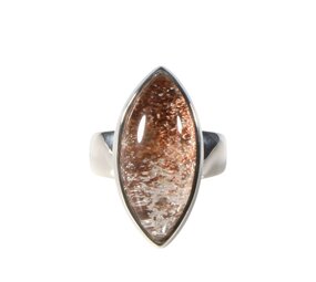 Zilveren ring sjamaankwarts maat 16 1/2 | markies 2,2 x 1 cm Zilveren ring sjamaankwarts maat 16 1/2 | markies 2,2 x 1 cm