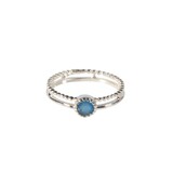 Zilveren ring aquamarijn maat 16 | dubbele rand rond facet Zilveren ring aquamarijn maat 16 | dubbele rand rond facet