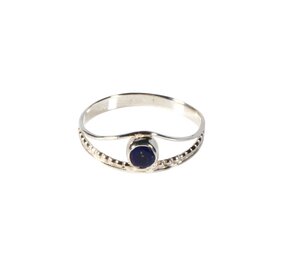 Zilveren ring lapis lazuli maat 18 | rond facet boogje Zilveren ring lapis lazuli maat 18 | rond facet boogje