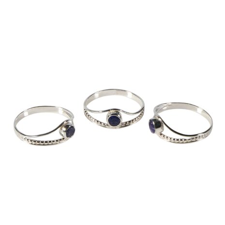 Zilveren ring lapis lazuli maat 18 | rond facet boogje Zilveren ring lapis lazuli maat 18 | rond facet boogje