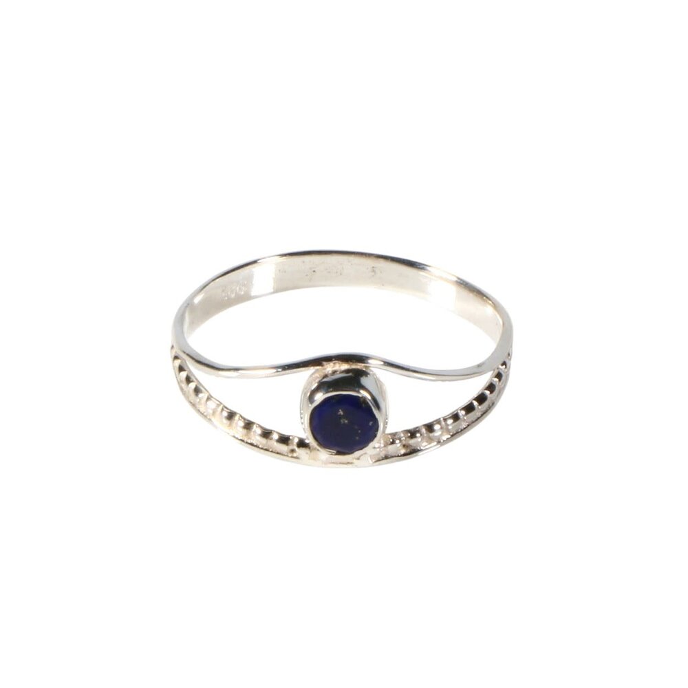 Zilveren ring lapis lazuli maat 19 1/2 | rond facet boogje Zilveren ring lapis lazuli maat 19 1/2 | rond facet boogje
