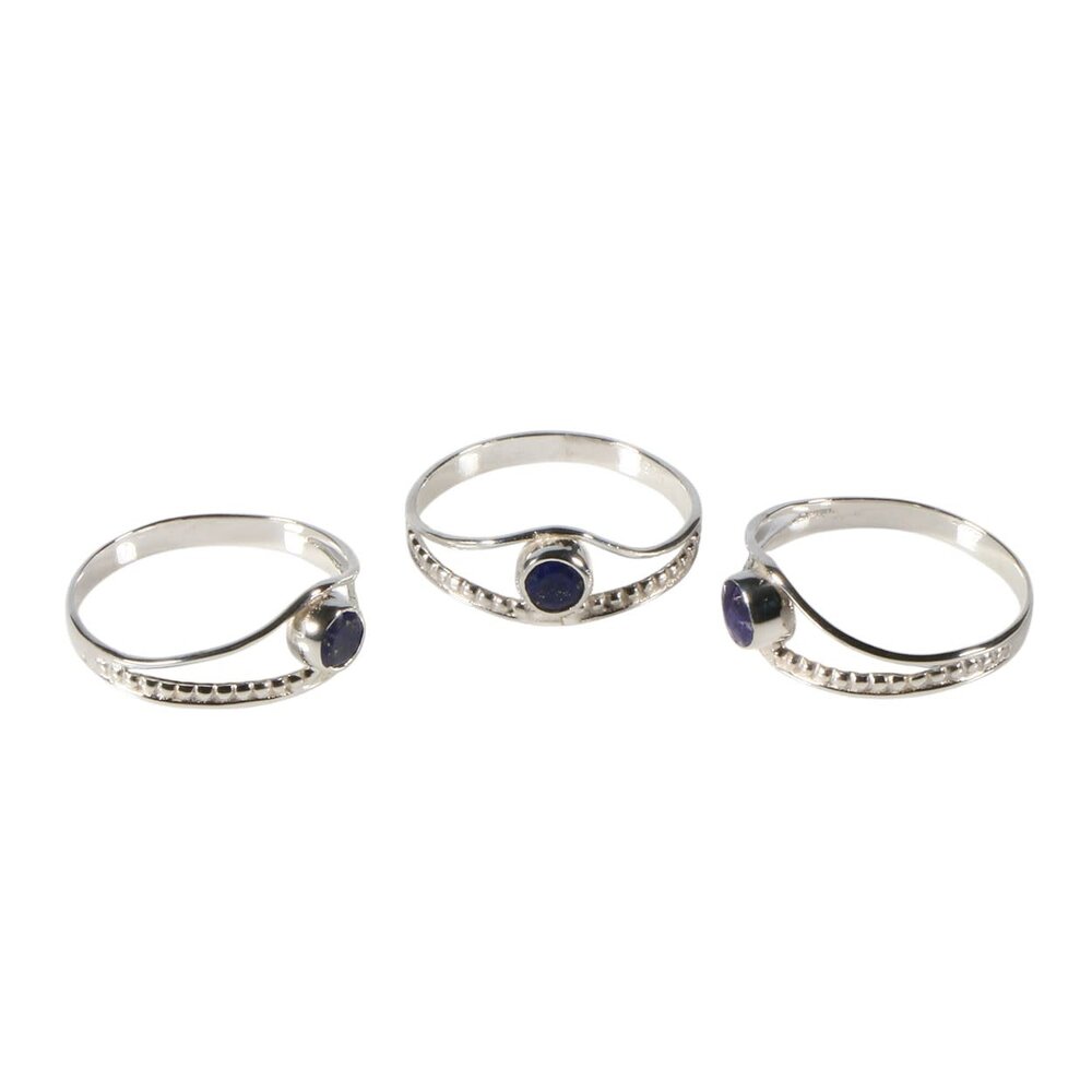 Zilveren ring lapis lazuli maat 19 1/2 | rond facet boogje Zilveren ring lapis lazuli maat 19 1/2 | rond facet boogje