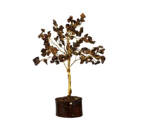 Tijgeroog edelsteen boompje (goudkleurig) 18 cm