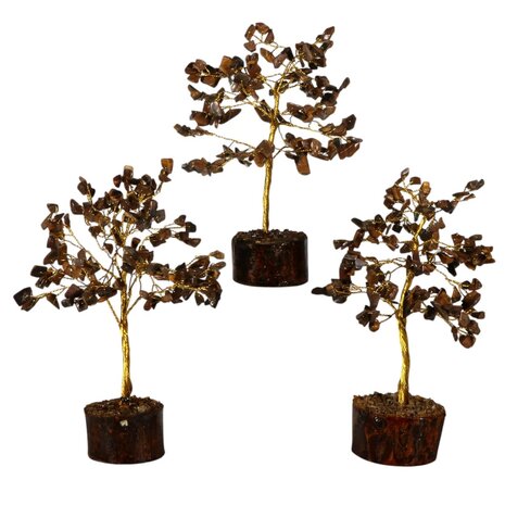 Tijgeroog edelsteen boompje op hout 18 cm Tijgeroog edelsteen boompje op hout 18 cm