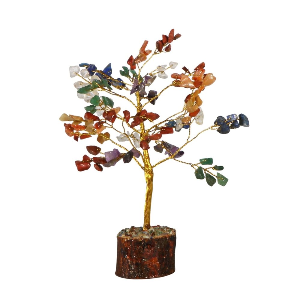 Chakra edelsteen boompje (goudkleurig) 18 cm