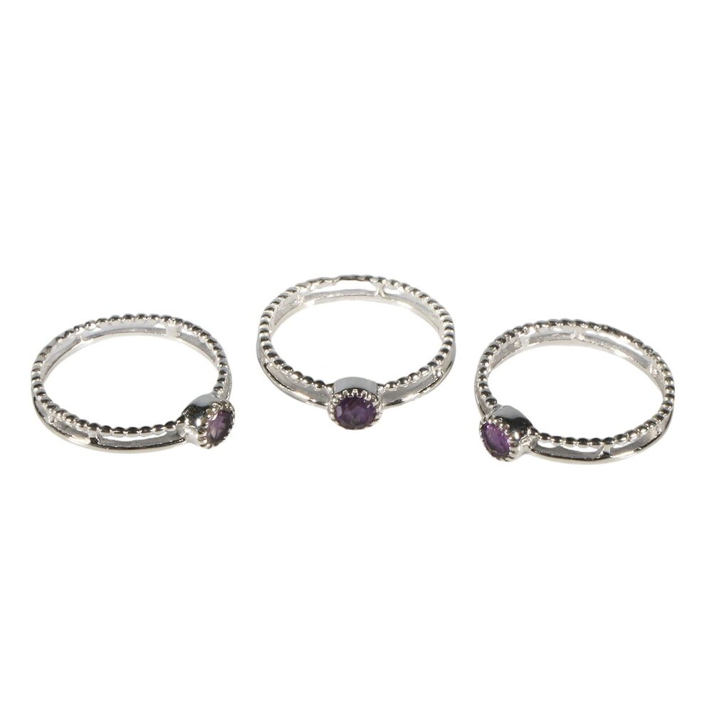 Zilveren ring amethist maat 16 1/2 | dubbele rand rond facet