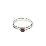 Zilveren ring amethist maat 16 1/2 | dubbele rand rond facet Zilveren ring amethist maat 16 1/2 | dubbele rand rond facet