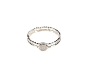 Zilveren ring maansteen (regenboog) maat 16 1/2 | dubbele rand rond facet Zilveren ring maansteen (regenboog) maat 16 1/2 | dubbele rand rond facet