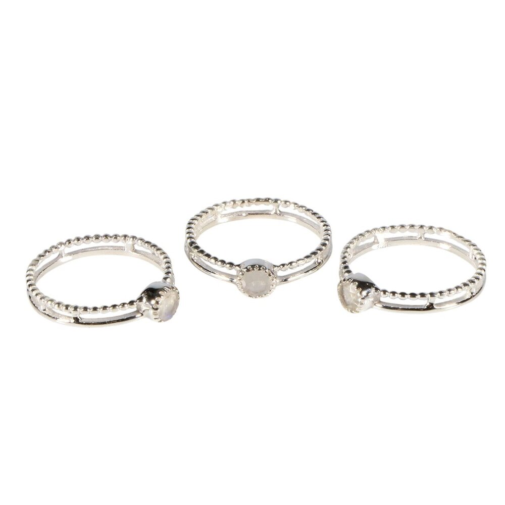 Zilveren ring maansteen (regenboog) maat 16 1/2 | dubbele rand rond facet Zilveren ring maansteen (regenboog) maat 16 1/2 | dubbele rand rond facet