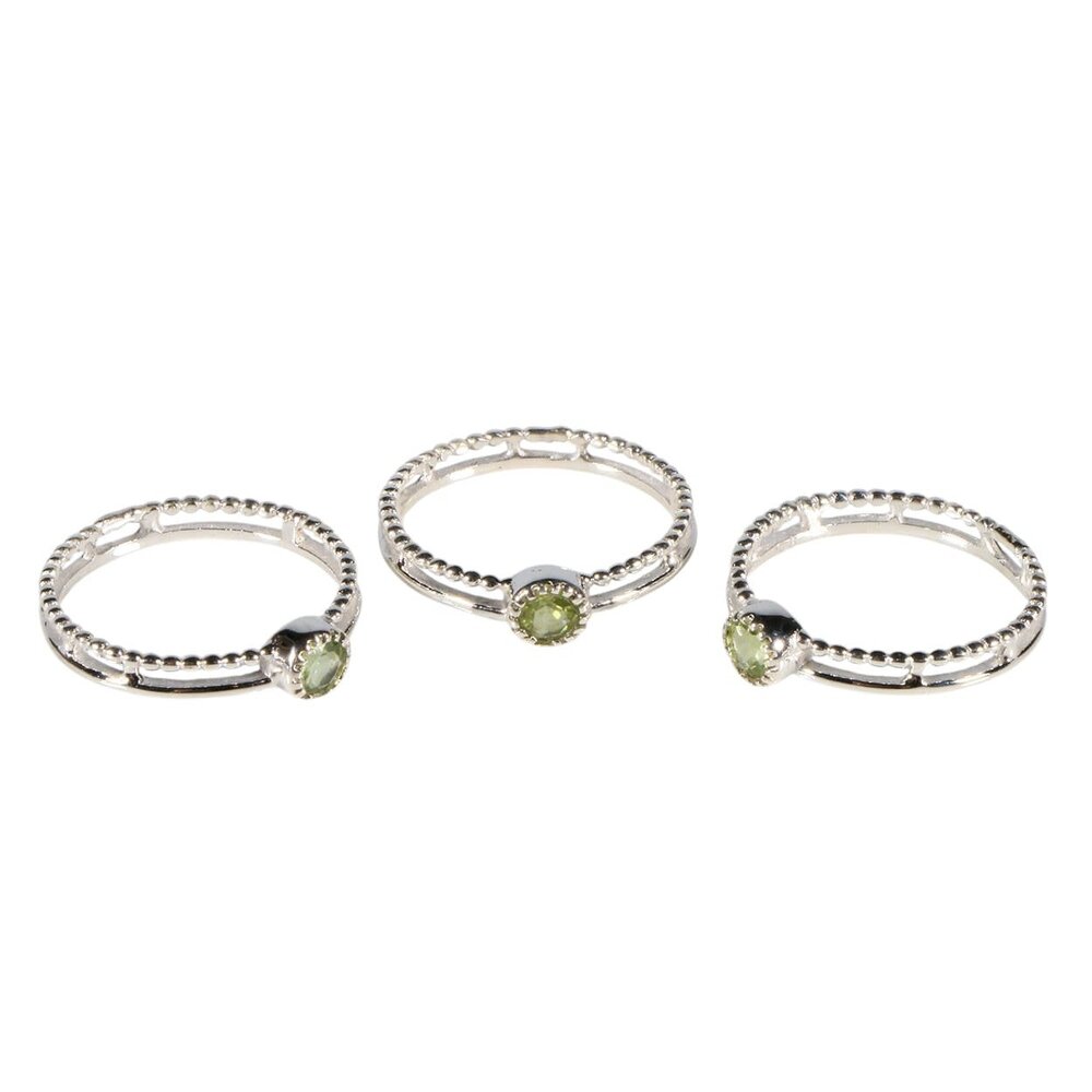 Zilveren ring peridoot maat 18 | dubbele rand rond facet Zilveren ring peridoot maat 18 | dubbele rand rond facet