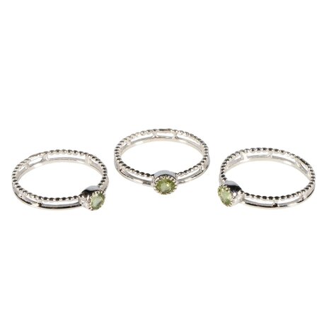 Zilveren ring peridoot maat 18 | dubbele rand rond facet Zilveren ring peridoot maat 18 | dubbele rand rond facet