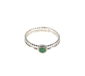Zilveren ring smaragd maat 17 | dubbele rand rond facet