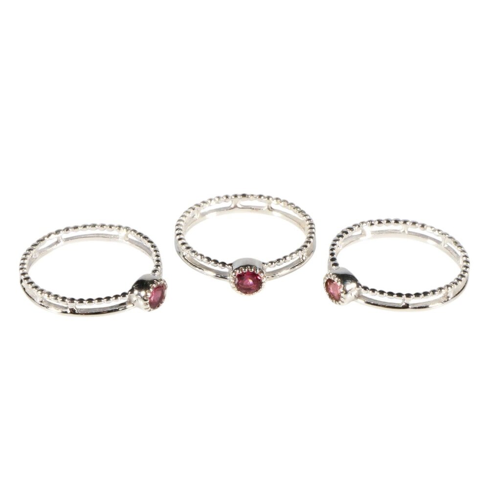 Zilveren ring toermalijn (roze) maat 18 1/2 | dubbele rand rond facet