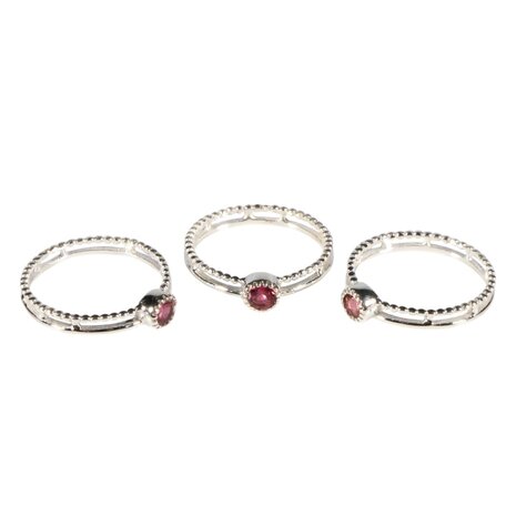 Zilveren ring toermalijn (roze) maat 19 | dubbele rand rond facet Zilveren ring toermalijn (roze) maat 19 | dubbele rand rond facet