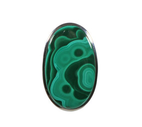 Zilveren ring malachiet maat 19 1/2 (verstelbaar) | ovaal 3 x 1,9 cm Zilveren ring malachiet maat 19 1/2 (verstelbaar) | ovaal 3 x 1,9 cm