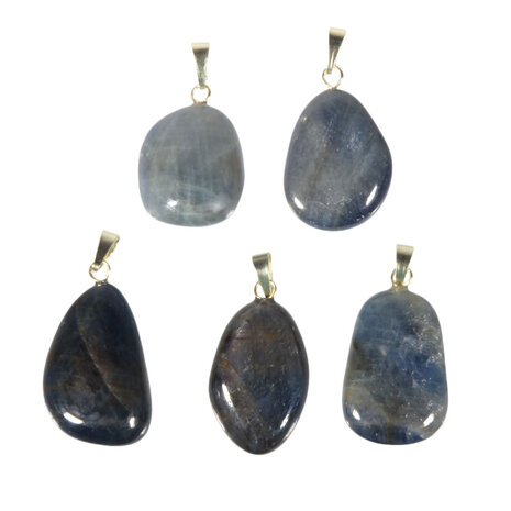 Saffier (blauw) hanger met 14k gouden oogje