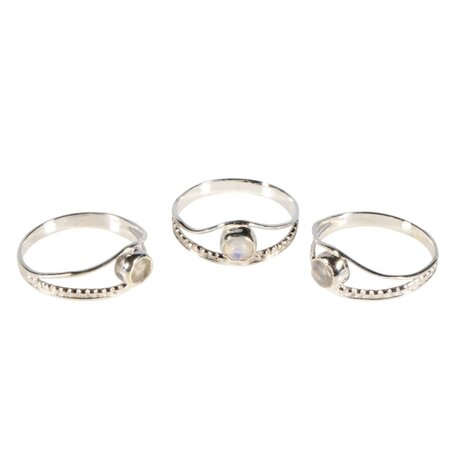 Zilveren ring maansteen (regenboog) maat 15 1/2 | rond facet boogje Zilveren ring maansteen (regenboog) maat 15 1/2 | rond facet boogje