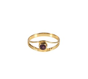 Vergulde ring amethist maat 18 | rond facet boogje Vergulde ring amethist maat 18 | rond facet boogje