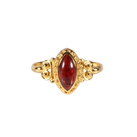 Vergulde ring granaat maat 18 | markies spiralen Vergulde ring granaat maat 18 | markies spiralen