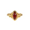 Vergulde ring granaat maat 18 | markies spiralen Vergulde ring granaat maat 18 | markies spiralen