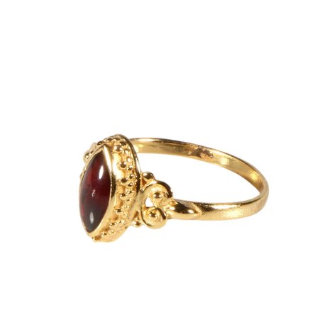 Vergulde ring granaat maat 18 | markies spiralen Vergulde ring granaat maat 18 | markies spiralen