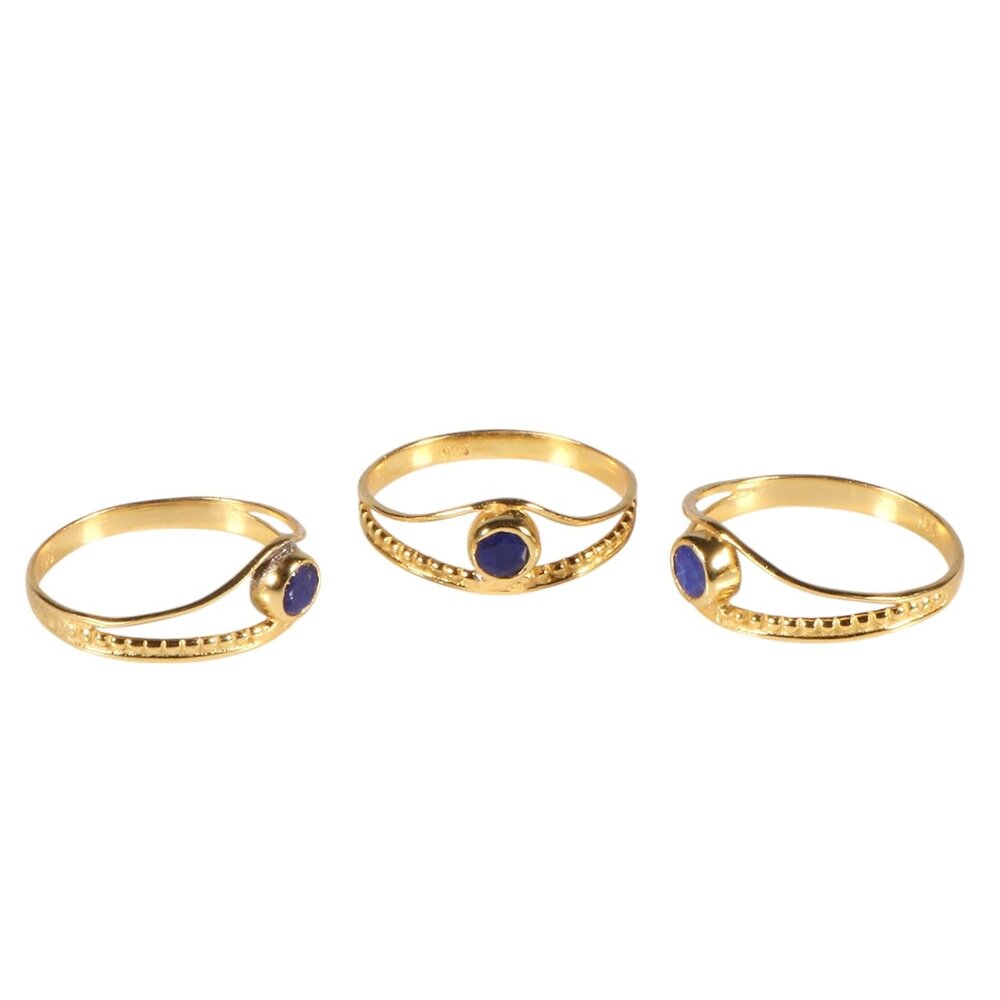 Vergulde ring lapis lazuli maat 18 | rond facet boogje Vergulde ring lapis lazuli maat 18 | rond facet boogje