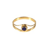 Vergulde ring lapis lazuli maat 19 | rond facet boogje Vergulde ring lapis lazuli maat 19 | rond facet boogje