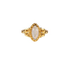 Vergulde ring maansteen (regenboog) maat 17 | markies spiralen