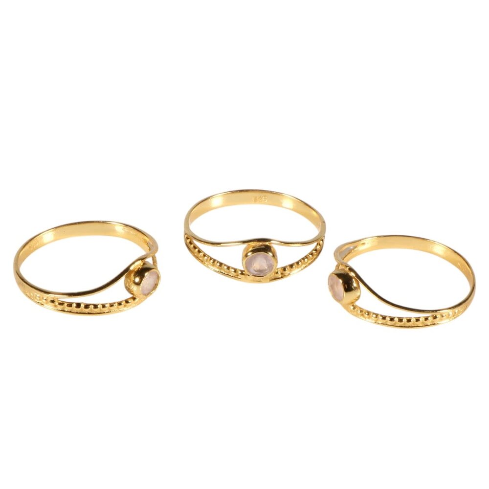 Vergulde ring rozenkwarts maat 19 | rond facet boogje Vergulde ring rozenkwarts maat 19 | rond facet boogje