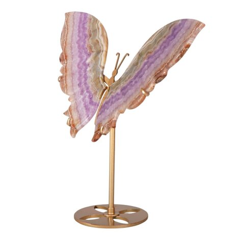 Amethist met kantagaat vlinder op standaard 29,5 x 17 x 0,5 cm | 690 gram Amethist met kantagaat vlinder op standaard 29,5 x 17 x 0,5 cm | 690 gram