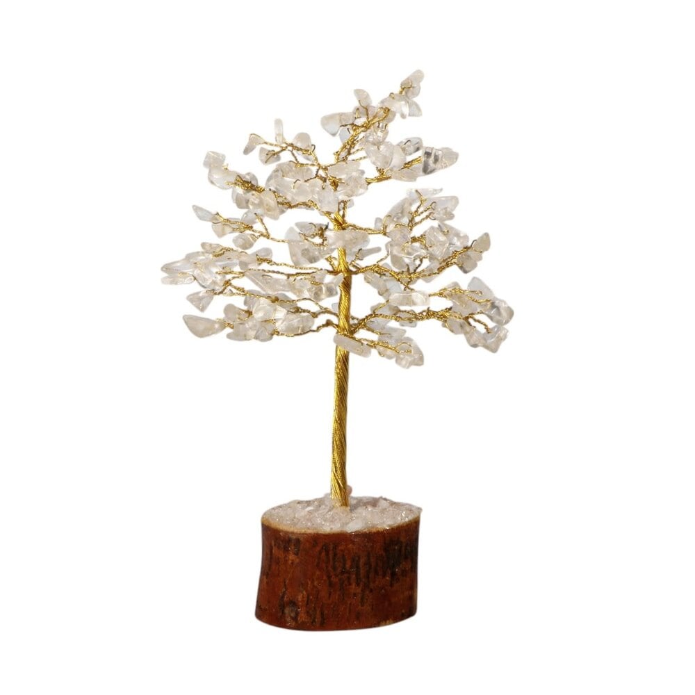Bergkristal edelsteen boompje (goudkleurig) 18 cm
