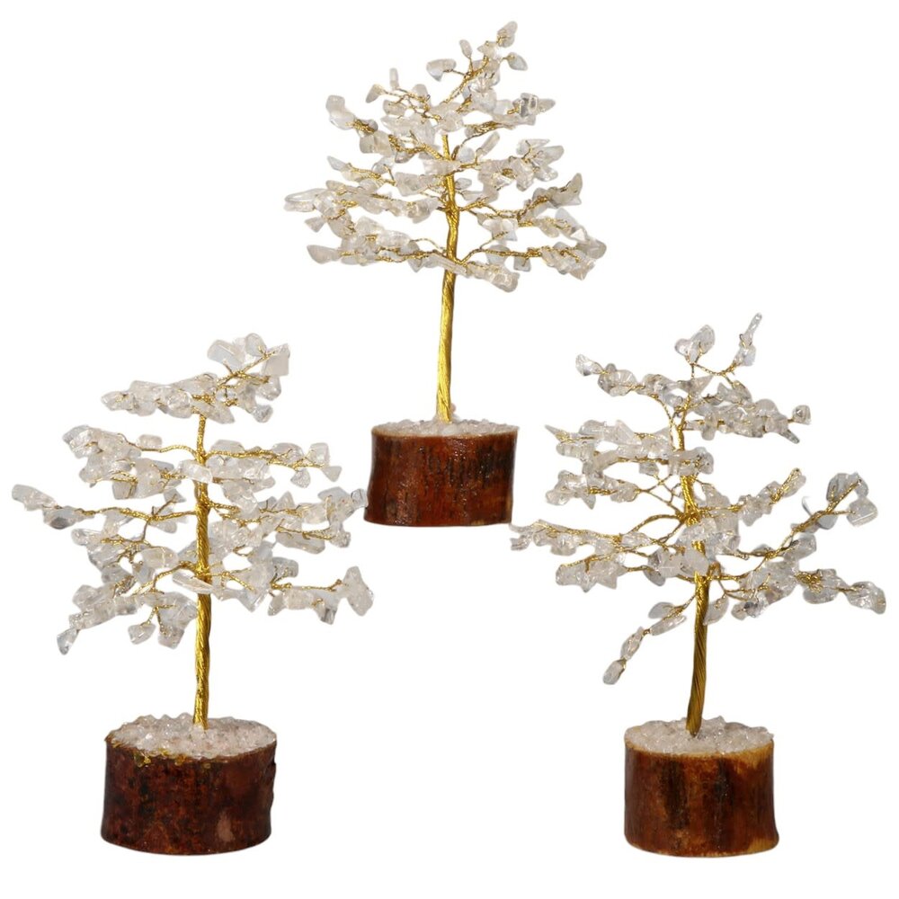 Bergkristal edelsteen boompje (goudkleurig) 18 cm