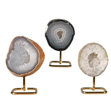 Agaat op standaard | klein goudkleurig Agaat op standaard | klein goudkleurig