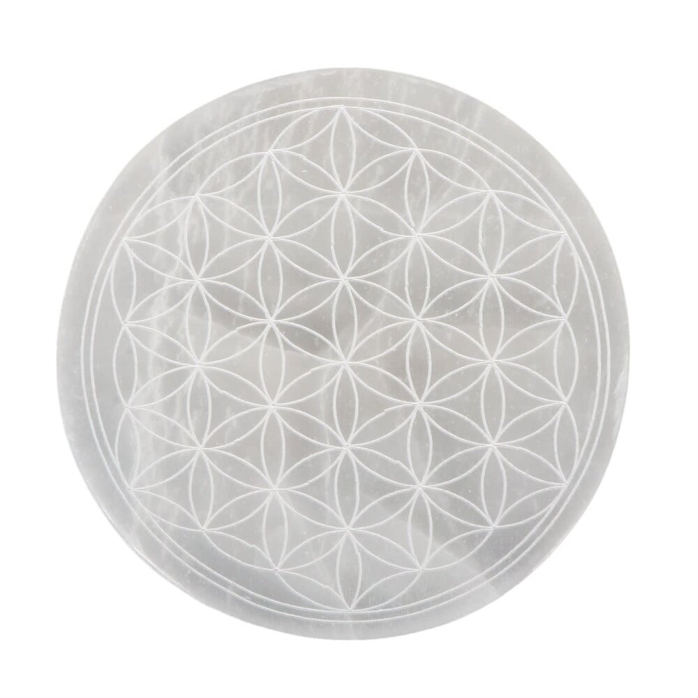 Seleniet schijf bloem des levens rond 12 cm