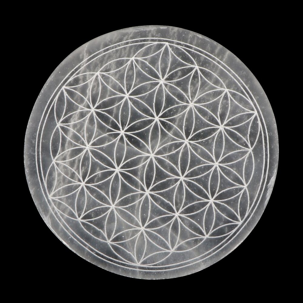 Seleniet schijf bloem des levens rond 12 cm