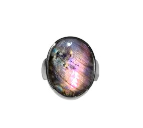 Zilveren ring labradoriet maat 17 1/2 | ovaal 2 x 1,6 cm Zilveren ring labradoriet maat 17 1/2 | ovaal 2 x 1,6 cm