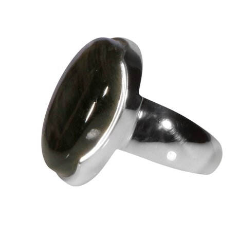 Zilveren ring labradoriet maat 17 1/2 | ovaal 2 x 1,6 cm