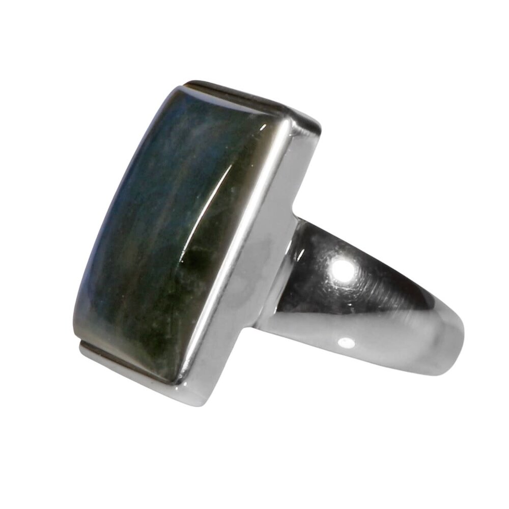 Zilveren ring labradoriet maat 19 1/2 | rechthoek 2 x 1,8 cm Zilveren ring labradoriet maat 19 1/2 | rechthoek 2 x 1,8 cm