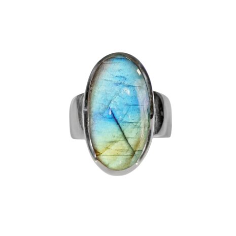 Zilveren ring labradoriet maat 18 1/2 | ovaal 2,4 x 1,3 cm Zilveren ring labradoriet maat 18 1/2 | ovaal 2,4 x 1,3 cm