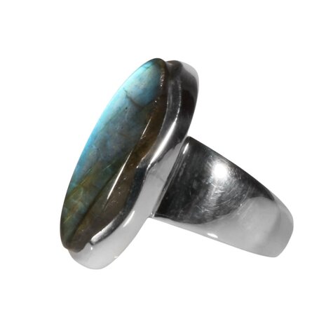 Zilveren ring labradoriet maat 18 1/2 | ovaal 2,4 x 1,3 cm Zilveren ring labradoriet maat 18 1/2 | ovaal 2,4 x 1,3 cm