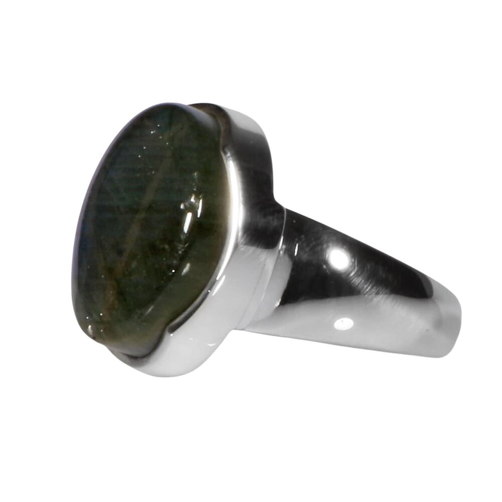 Zilveren ring labradoriet maat 17 1/2 | rond 1,8 cm Zilveren ring labradoriet maat 17 1/2 | rond 1,8 cm