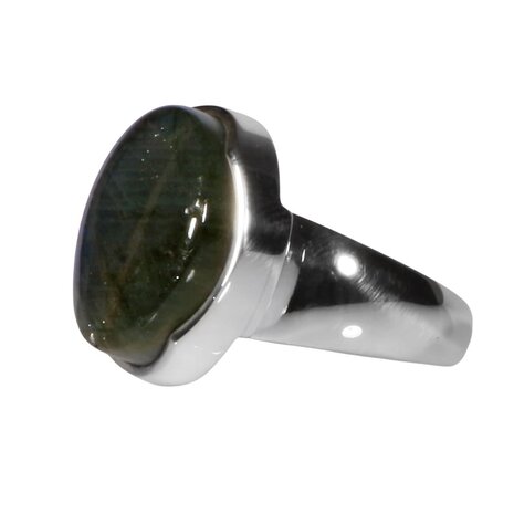 Zilveren ring labradoriet maat 17 1/2 | rond 1,8 cm Zilveren ring labradoriet maat 17 1/2 | rond 1,8 cm