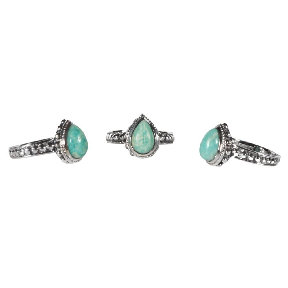 Zilveren ring amazoniet maat 17 1/2 | druppel bewerkte rand Zilveren ring amazoniet maat 17 1/2 | druppel bewerkte rand