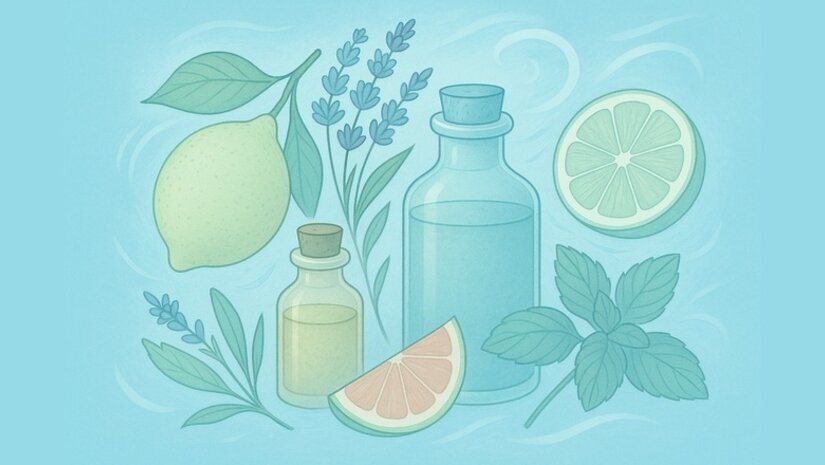 Verkoelende etherische oliën en zomerse mengsels